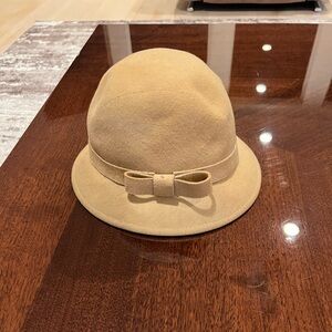 Chic Tan Cloche Hat with Bow